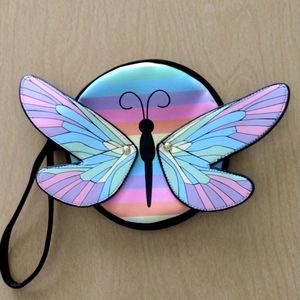 Luv Betsey pastel rainbow dragonfly wristlet